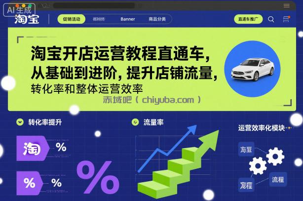 淘宝开店运营教程直通车，从基础到进阶，提升店铺流量，转化率和整体运营效率(更新26年05月27日)