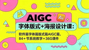 AIGC字体版式+海报设计课：软件篇字体篇版式篇AIGC篇，系统教学+36G课件