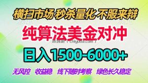 2026美金掘金新风口-纯算法对冲震撼上线！日入1500-6000+，长久合规稳健，轻松摆脱死工资，…