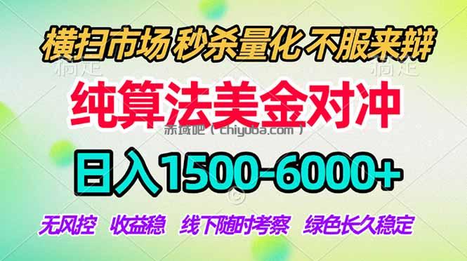 2026美金掘金新风口-纯算法对冲震撼上线！日入1500-6000+，长久合规稳健，轻松摆脱死工资，…