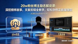 20w粉丝博主励志解说课：深挖榜样故事，文案剪辑全教学，轻松创作正能量爆款