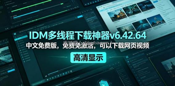 IDM多线程下载神器v6.42.64中文免费版，免费免激活，可以下载网页视频(例如飞书文档内的视频)