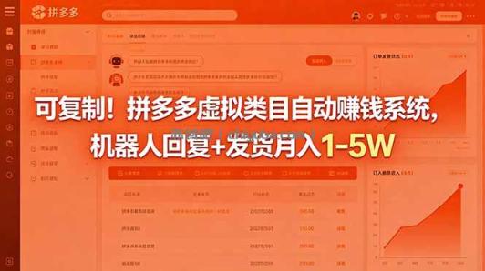 可复制！拼多多虚拟类目自动赚钱系统，机器人回复+发货月入 1-5W