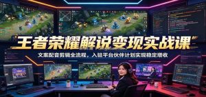 王者荣耀解说变现实战课：文案配音剪辑全流程，入驻平台伙伴计划实现稳定增收