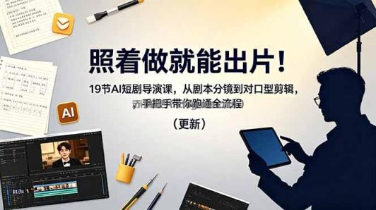 照着做就能出片！19节AI短剧导演课，从剧本分镜到对口型剪辑，手把手带你跑通全流程(更新