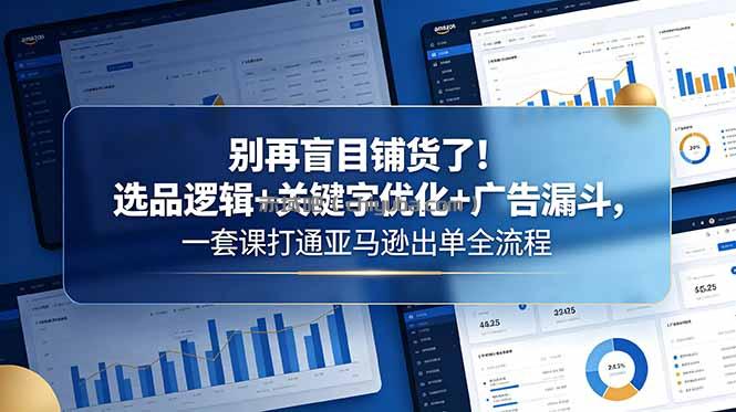 别再盲目铺货了！选品逻辑+关键字优化+广告漏斗，一套课打通亚马逊出单全流程