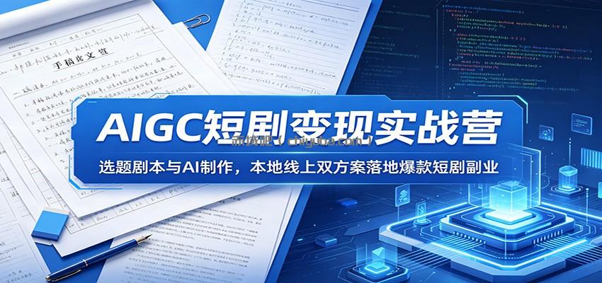 AIGC短剧变现实战营：选题剧本与AI制作，本地线上双方案落地爆款短剧副业