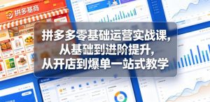 拼多多零基础运营实战课，从基础到进阶提升，从开店到爆单一站式教学