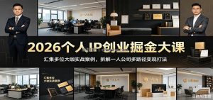 2026个人IP创业掘金大课：汇集多位大咖实战案例，拆解一人公司多路径变现打法