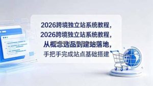 2026跨境独立站系统教程，从概念选品到建站落地，手把手完成站点基础搭建
