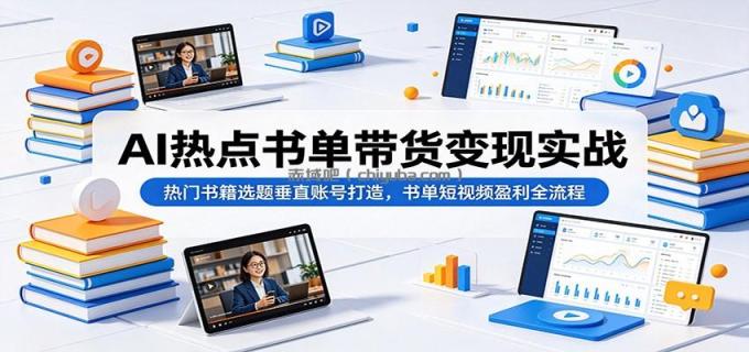 AI热点书单带货变现实战：热门书籍选题垂直账号打造，书单短视频盈利全流程