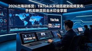 2026出海训练营：TikTok从环境搭建到视频发布，手机剪映混剪去水印全掌握