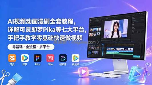 AI视频动画漫剧全套教程，详解可灵即梦Pika等七大平台，手把手教学零基础快速做视频