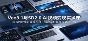 Veo3.1与SD2.0 AI视频变现实操课课：结合即梦平台画面衔接，短视频批量创作盈利技巧