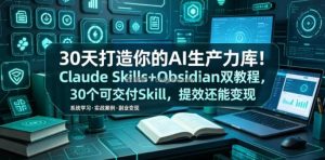 30天打造你的AI生产力库！Claude Skills+Obsidian 双教程，30 个可交付 Skill，提效还能变现