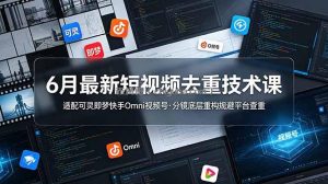 6月最新短视频去重技术课，适配可灵即梦快手Omni视频号，分镜底层重构规避平台查重