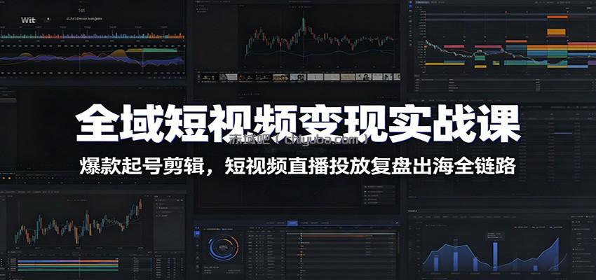 全域短视频变现实战课：爆款起号剪辑，短视频直播投放复盘出海全链路
