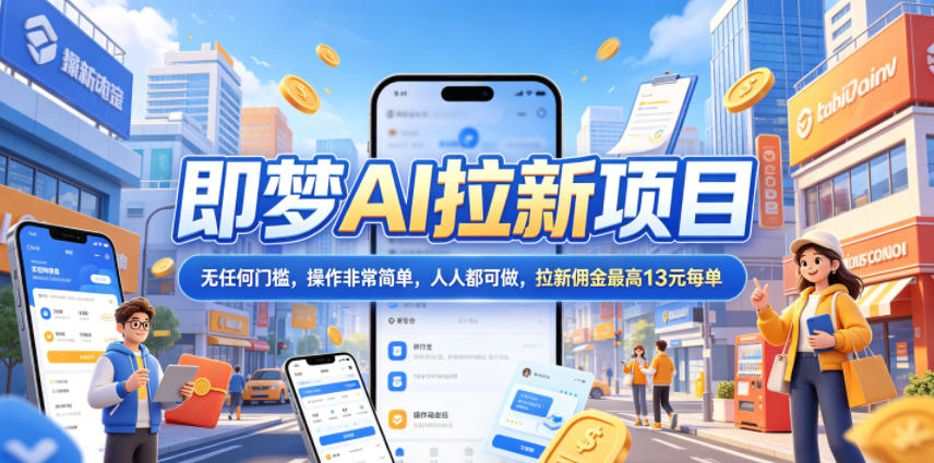 2026年即梦AI拉新项目最新玩法，无任何门槛，操作非常简单，人人都可做，拉新佣金最高13米每单(更新6月24日)