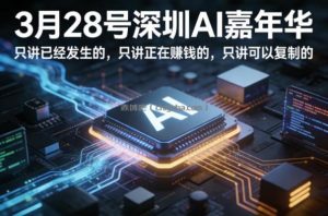 3月28号深圳AI嘉年华，只讲已经发生的，只讲正在賺钱的，只讲可以复制的