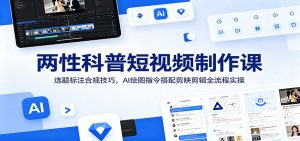 两性科普短视频制作课：选题标注合规技巧，AI绘图指令搭配剪映剪辑全流程实操