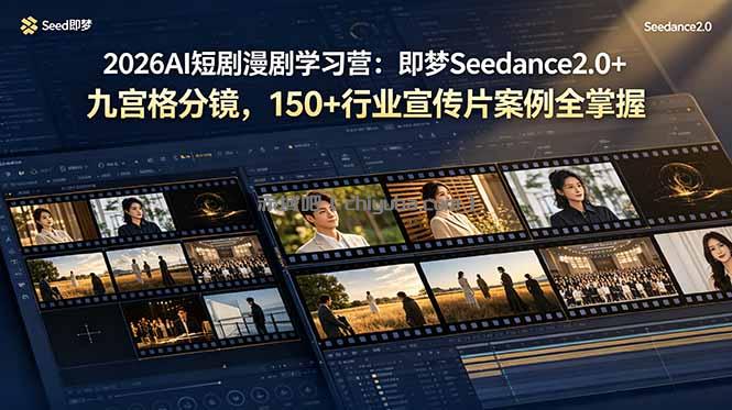 2026AI短剧漫剧学习营：即梦Seedance2.0+九宫格分镜，150+行业宣传片案例全掌握