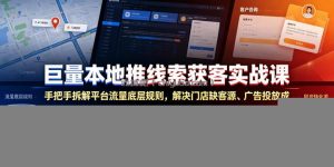 巨量本地推线索获客实战课，手把手拆解平台流量底层规则，解决门店缺客源、广告投放成本高、留资转化差等痛点