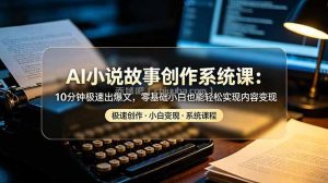 AI小说故事创作系统课：10分钟极速出爆文，零基础小白也能轻松实现内容变现