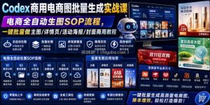 Codex商用电商图批量生成实战课｜电商全自动生图SOP流程，一键批量做主图/详情页/活动海报/封面商用教程