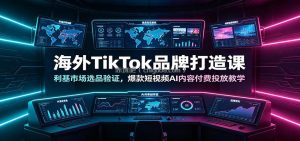 海外TikTok品牌打造课：利基市场选品验证，爆款短视频AI内容付费投放教学