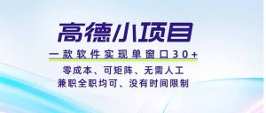 高德小项目，一款软件实现单窗口+、零成本、可矩阵、零人工、兼职全职均可、没有时间限制