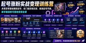 苗子起号涨粉实战变现训练营，多类目零基础爆款起号、精准起号节奏、新手稳涨粉可落地变现全课