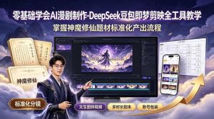 零基础学会AI漫剧制作-DeepSeek豆包即梦剪映全工具教学，掌握神魔修仙题材标准化产出流程