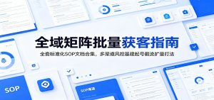 全域矩阵批量获客指南：全套标准化SOP文档合集，多渠道风控基建起号截流扩量打法