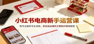 小红书电商新手运营课：账号注册养号全流程，类目选品铺货文案制作落地教程