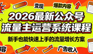 2026最新公众号流量主运营系统课程(更新7月)