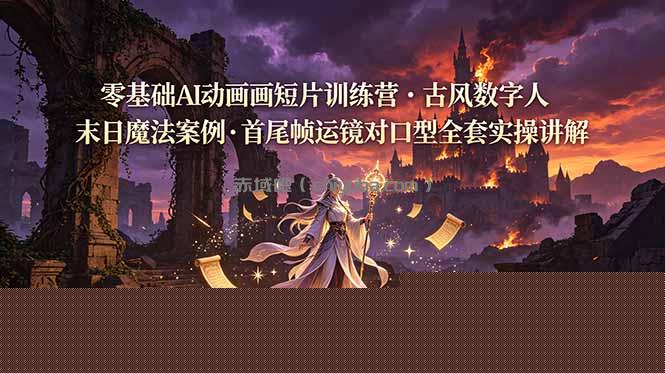 零基础AI动画短片训练营，古风数字人末日魔法案例，首尾帧运镜对口型全套实操讲解