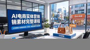 AI电商实体营销素材完整课程，AI创意短片完美复刻实景，实体店一键生成宣传引流短视频