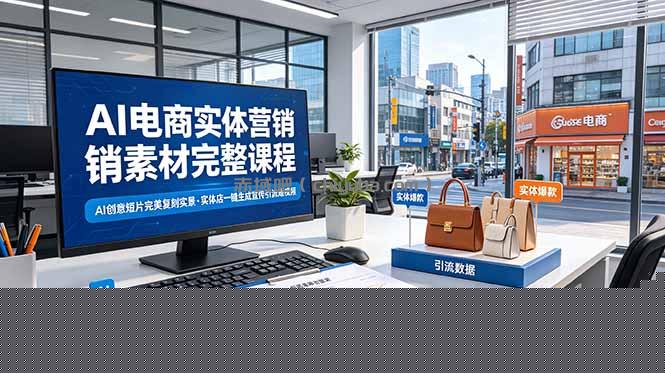AI电商实体营销素材完整课程，AI创意短片完美复刻实景，实体店一键生成宣传引流短视频
