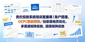 竞价投放系统培训直播课｜账户搭建、OCPC智能控流、创意落地页优化、多渠道矩阵投放、团队管理与副业变现全阶实战(更新0709)