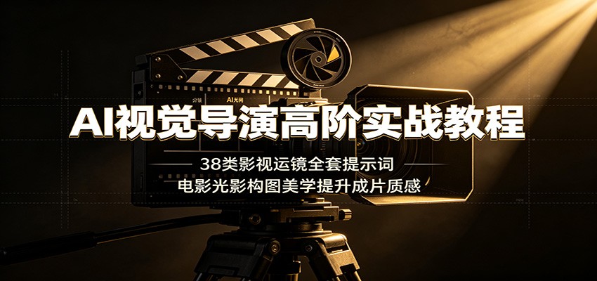 AI视觉导演高阶实战教程:38类影视运镜全套提示词,电影光影构图美学提升成片质感