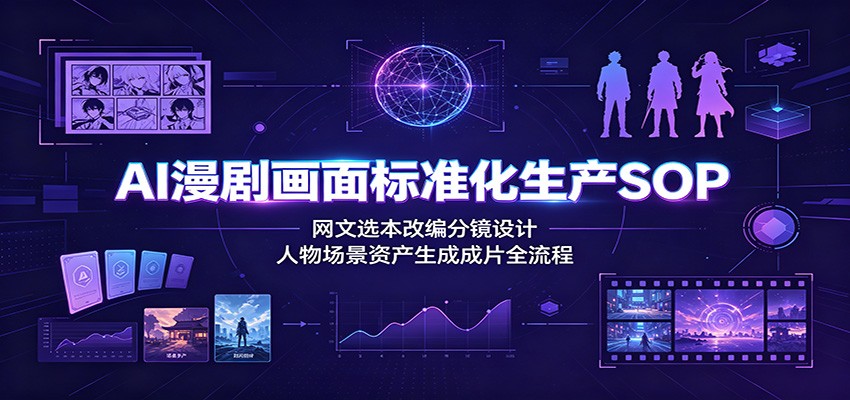 AI漫剧画面标准化生产SOP:网文选本改编分镜设计,人物场景资产生成成片全流程