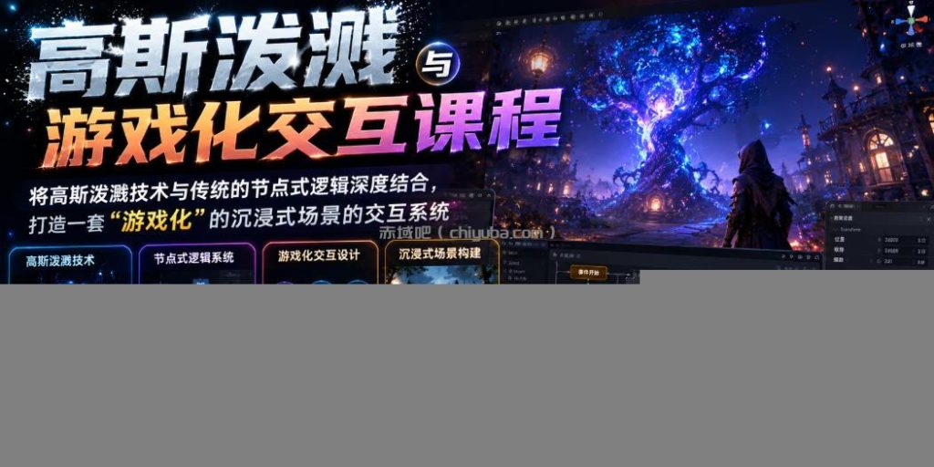 高斯泼溅与游戏化交互课程，将高斯泼溅技术与传统的节点式逻辑深度结合，打造一套“游戏化”的沉浸式场景的交互系统