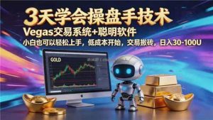 【3天学会手工单交易】Vegas交易技术+聪明软件，日赚50-1000U， 长期稳定，小白轻松上手