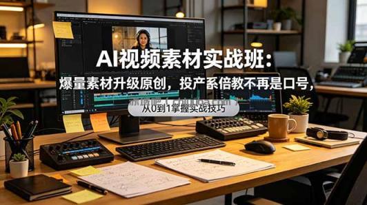 AI视频素材实战班：爆量素材升级原创，投产翻倍不再是口号，0-1系统教学实战落地