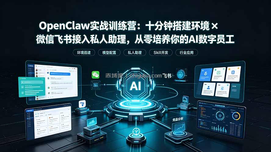 OpenClaw实战特训营：十分钟搭建环境×微信飞书接入私人助理，从零培养你的AI数字员工