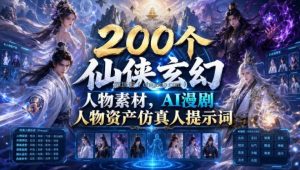 200个仙侠玄幻人物素材，AI漫剧人物资产仿真人提示词