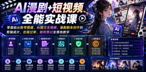 AI漫剧+短视频全能实战课｜零基础从账号搭建、AI图文生视频、漫剧剧本创作到剪辑成片、合规过审、版权登记全落地教学