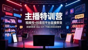 主播特训营：视频号+抖音双平台直播带货，直播间搭建+选品+话术+开播全流程系统教学
