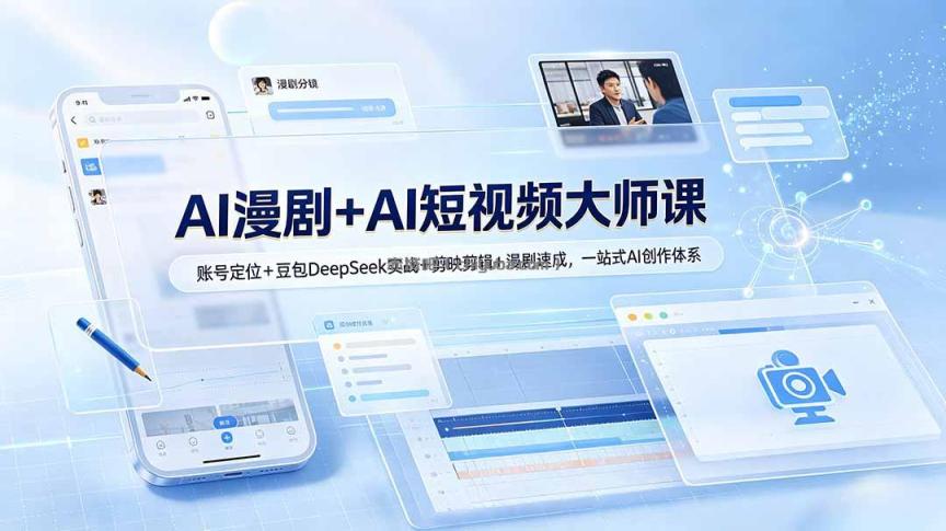 AI漫剧+AI短视频大师课：账号定位+豆包DeepSeek实战+剪映剪辑+漫剧速成，一站式AI创作体系