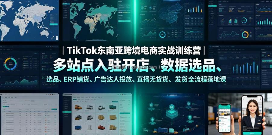 TikTok东南亚跨境电商实战训练营｜多站点入驻开店、数据选品、ERP铺货、广告达人投放、直播无货源发货全流程落地课